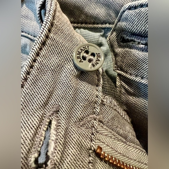 AJ Armani Jeans Gray Stretch Denim Skinny Cargo Pants Size 27 w/ Zipper Pockets - Picture 2 of 16